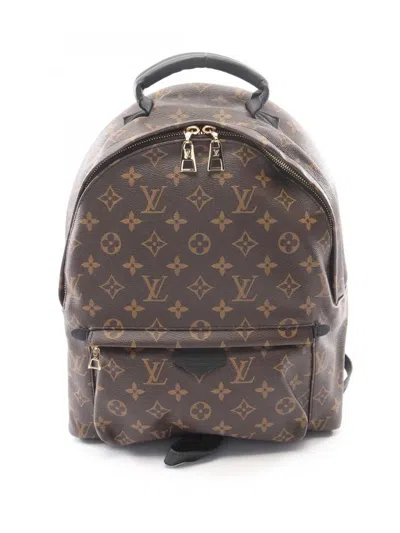Pre-owned Louis Vuitton 2016 Monogram Palm Springs Mm Backpack In Brown