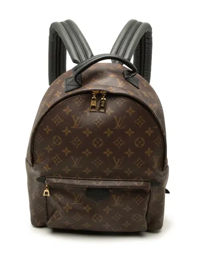 Pre-owned Louis Vuitton 2016 Monogram Palm Springs Mm Backpack In Brown