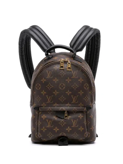 Pre-owned Louis Vuitton 2016 Monogram Palm Springs Pm Backpack In Brown