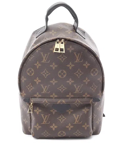 Pre-owned Louis Vuitton 2016 Monogram Palm Springs Pm Backpack In Brown