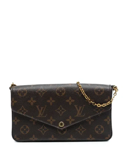 Pre-owned Louis Vuitton 2016 Monogram Pochette Felicie Crossbody Bag In Brown
