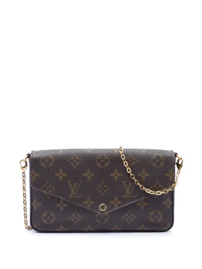 Pre-owned Louis Vuitton 2016 Monogram Pochette Felicie Crossbody Bag In Brown