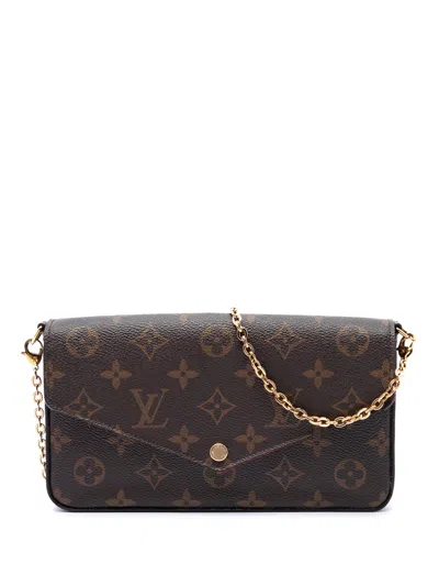 Pre-owned Louis Vuitton 2016 Monogram Pochette Felicie Crossbody Bag In Brown