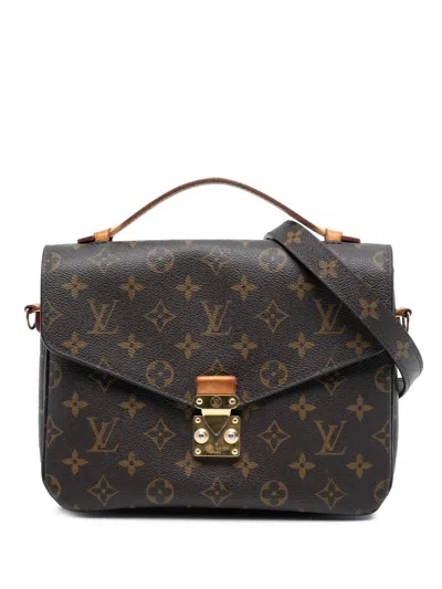 Pre-owned Louis Vuitton 2016 Monogram Pochette Metis Satchel In Brown