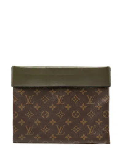 Pre-owned Louis Vuitton 2016 Monogram Pochette Tuileries Clutch Bag In Brown