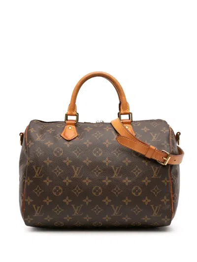 Pre-owned Louis Vuitton 2016 Monogram Speedy Bandouliere 30 Satchel In Brown