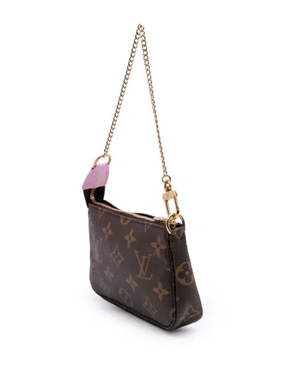 Pre-owned Louis Vuitton 2016 Monogram Transatlantic Mini Pochette Accessoires Handbag In Brown