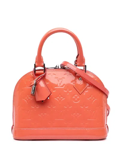 Pre-owned Louis Vuitton 2016 Monogram Vernis Alma Bb Satchel In Orange