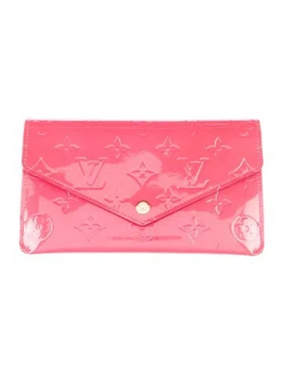 Pre-owned Louis Vuitton 2016 Monogram Vernis Jeanne Wallet In Pink