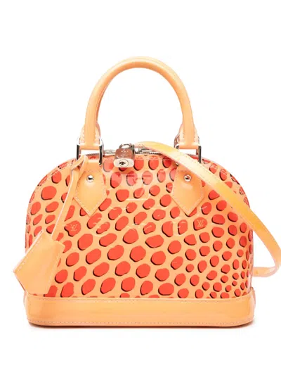 Pre-owned Louis Vuitton 2016 Monogram Vernis Jungle Dots Alma Bb Satchel In Orange