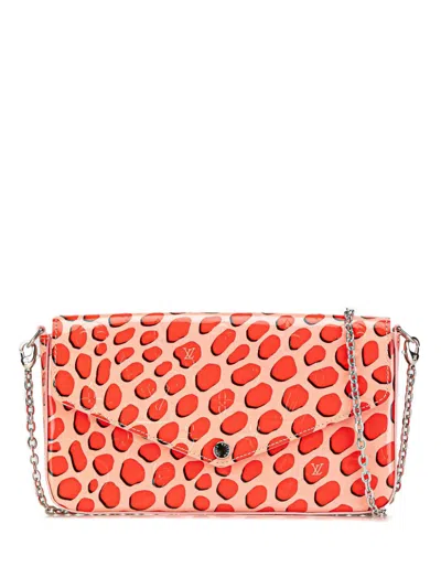 Pre-owned Louis Vuitton 2016 Monogram Vernis Jungle Dots Pochette Felicie Crossbody Bag In 粉色