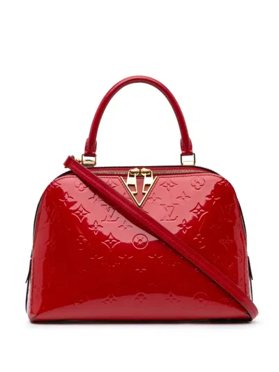 Pre-owned Louis Vuitton 2016 Monogram Vernis Melrose Satchel In Red