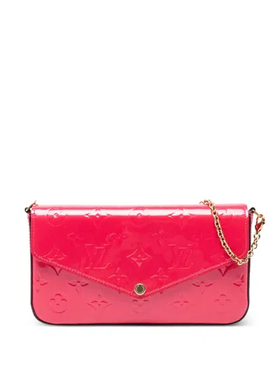 Pre-owned Louis Vuitton 2016 Monogram Vernis Pochette Felicie Crossbody Bag In Pink