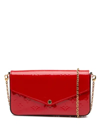 Pre-owned Louis Vuitton 2016 Monogram Vernis Pochette Felicie Crossbody Bag In Red
