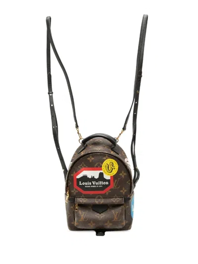 Pre-owned Louis Vuitton 2016 Monogram World Tour Mini Palm Springs Backpack In Brown