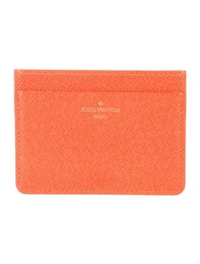 Pre-owned Louis Vuitton 2016 Signature Logo Card Case In Red