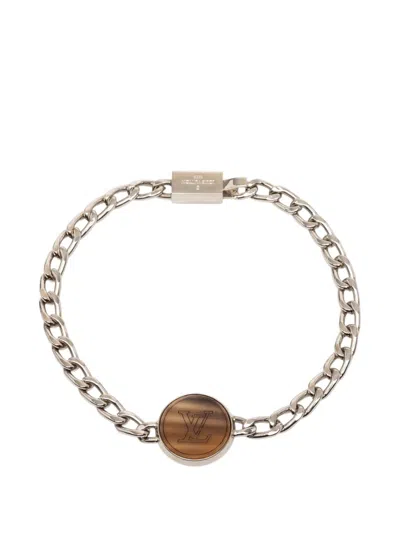 Pre-owned Louis Vuitton 2016 Silver Plated Lv Horn Bracelet Costume Bracelet