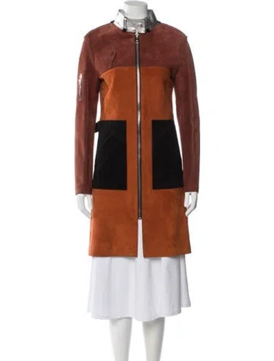 Pre-owned Louis Vuitton 2016 Suede Coat In Orange