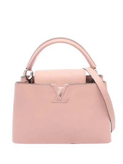 Pre-owned Louis Vuitton 2016 Taurillon Capucines Mm Satchel In Pink