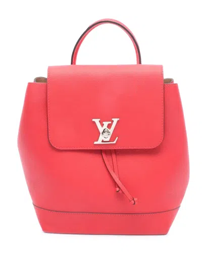 Pre-owned Louis Vuitton 2016 Taurillon Lockme Backpack In Red