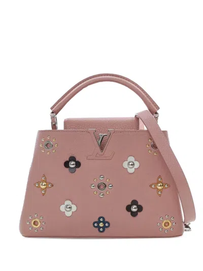 Pre-owned Louis Vuitton 2016 Taurillon Mechanical Flowers Capucines Bb Satchel In Pink