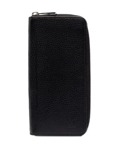 Pre-owned Louis Vuitton 2016 Taurillon Vertical Zippy Wallet Long Wallets In Black