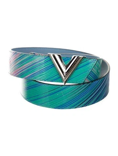 Pre-owned Louis Vuitton 2016 Tropical Essential V 35mm Waist Belt In Blue