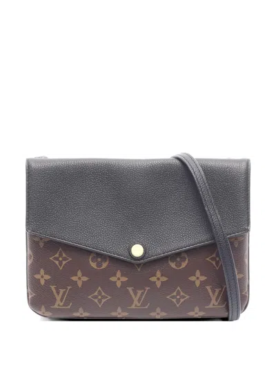 Pre-owned Louis Vuitton 2016 Twice Monogram Leather Shoulder Bag In Brown