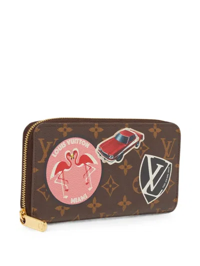 Pre-owned Louis Vuitton 2016 World Tour Zippy Monogram Wallet In Brown