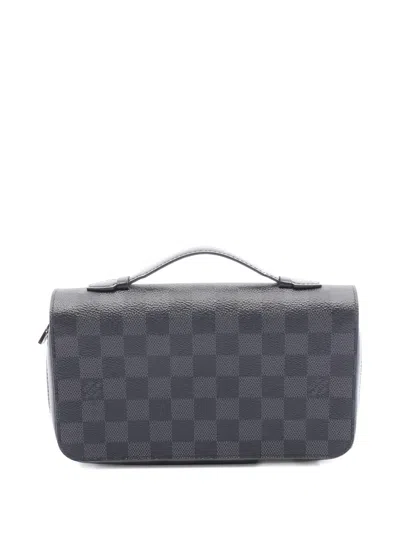 Pre-owned Louis Vuitton 2016 Xl Zippy Damier Graphite Wallet In Black