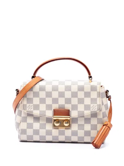 Pre-owned Louis Vuitton 2016-2023 Damier Azur Croisette Satchel In White
