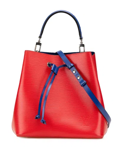 Pre-owned Louis Vuitton 2017-2025 Epi Neonoe Mm Bucket Bag In Blue