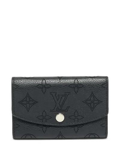 Pre-owned Louis Vuitton 2017 Anae Monogram Mahina Coin Purse In Black