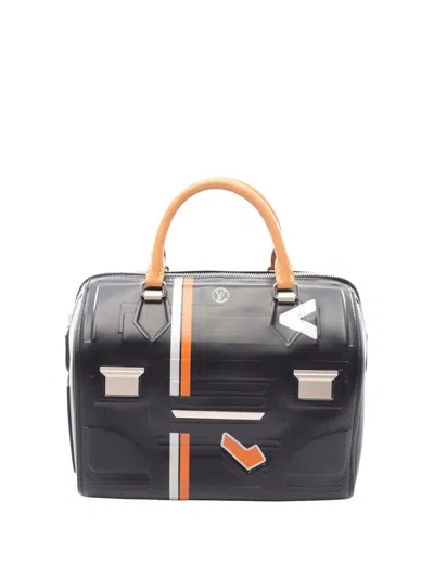 Pre-owned Louis Vuitton 2017 Calfskin Space Speedy 25 Boston Bag In Black
