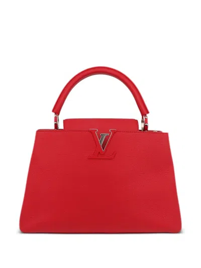 Pre-owned Louis Vuitton 2017 Capucines Mm Two-way Bag In Red