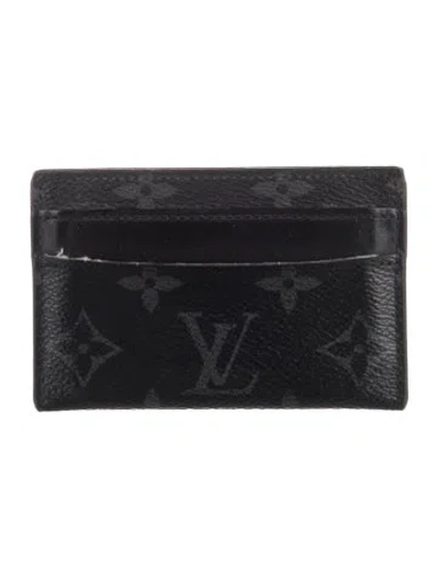 Pre-owned Louis Vuitton 2017 Coated Canvas Card Case In Black