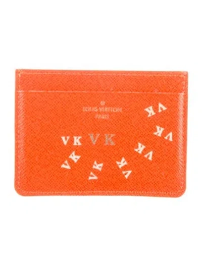 Pre-owned Louis Vuitton 2017 Coated Canvas Card Holder In Orange