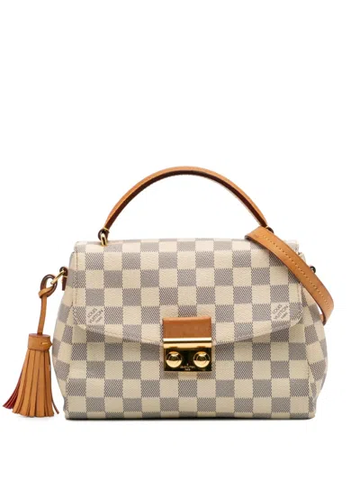 Pre-owned Louis Vuitton 2017 Damier Azur Croisette Satchel In White