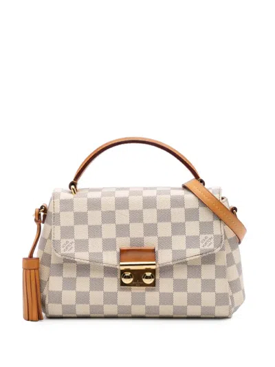 Pre-owned Louis Vuitton 2017 Damier Azur Croisette Satchel In White