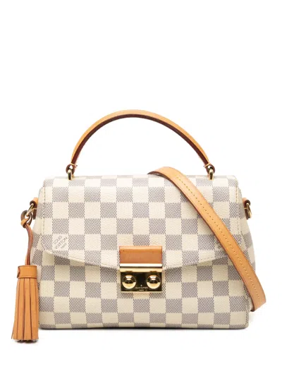Pre-owned Louis Vuitton 2017 Damier Azur Croisette Satchel In White