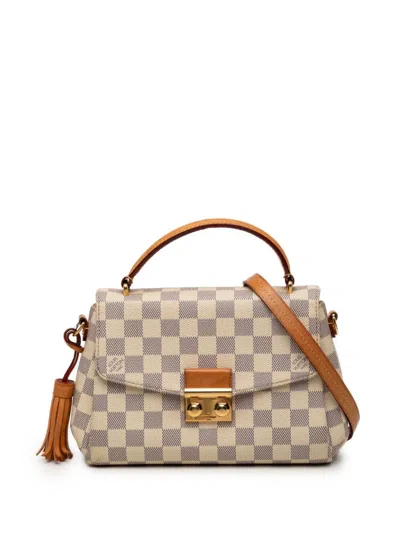 Pre-owned Louis Vuitton 2017 Damier Azur Croisette Satchel In White