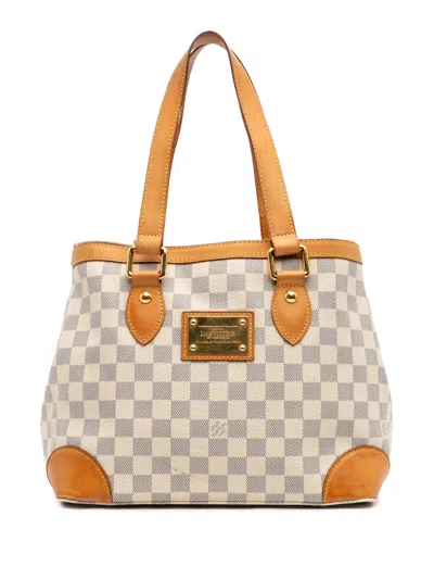Pre-owned Louis Vuitton 2017 Damier Azur Hampstead Pm Tote Bag In White