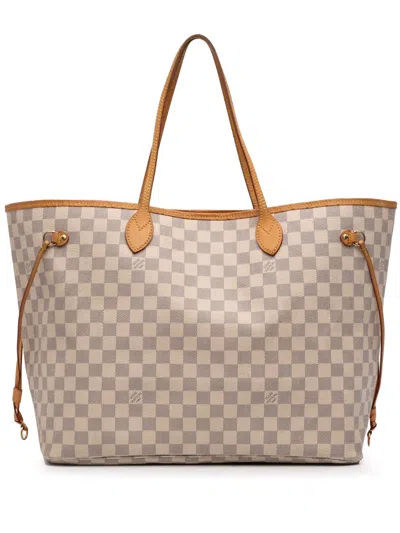 Pre-owned Louis Vuitton 2017 Damier Azur Neverfull Gm Tote Bag In White