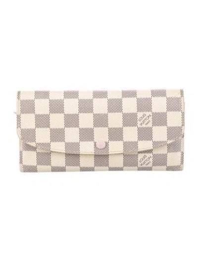 Pre-owned Louis Vuitton 2017 Damier Azur Pattern Emilie Wallet In Neutral