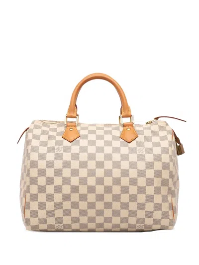 Pre-owned Louis Vuitton 2017 Damier Azur Speedy 30 Boston Bag In White