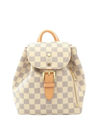 Pre-owned Louis Vuitton 2017 Damier Azur Sperone Bb Backpack In White