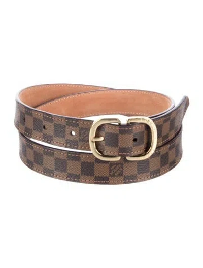 Pre-owned Louis Vuitton 2017 Damier Ebene 25mm Mini Waist Belt In Brown