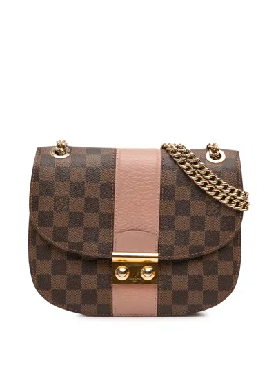 Pre-owned Louis Vuitton 2017 Damier Ebene Cuir Taurillon Wight Shoulder Bag In Brown