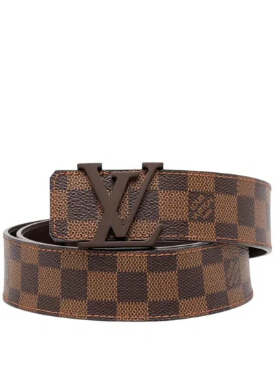 Pre-owned Louis Vuitton 2017 Damier Ebene Initiales Belt In Brown