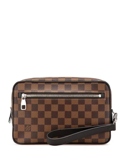 Pre-owned Louis Vuitton 2017 Damier Ebene Kasai Clutch Bag In Brown